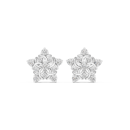 Delicate Diamond Flower Stud Earrings in Silver Gold Plated - Classic Diamond Floral Earrings – Timeless Beauty - Ultra Luxury Diamond Flower Stud Earrings – Fine Jewelry