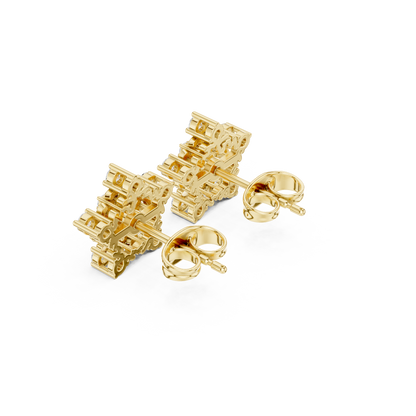 Delicate Diamond Flower Stud Earrings in Silver Gold Plated - Classic Diamond Floral Earrings – Timeless Beauty - Ultra Luxury Diamond Flower Stud Earrings – Fine Jewelry