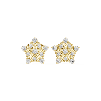 Delicate Diamond Flower Stud Earrings in Silver Gold Plated - Classic Diamond Floral Earrings – Timeless Beauty - Ultra Luxury Diamond Flower Stud Earrings – Fine Jewelry