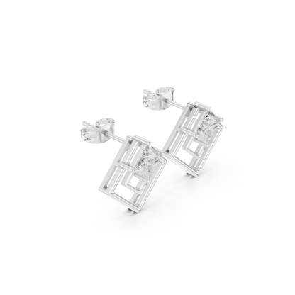 Princess Cut Diamond Square Earrings | Luxury Everyday Stud Earrings | Elegant Geometric Diamond Studs | Timeless Modern Gold Earrings