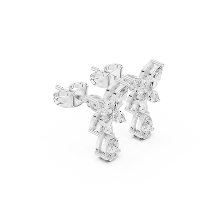 Discreet Luxury Marquise Diamond Drop Earrings - Soft-Spoken Luxury Floral Diamond Creation - Gossamer Butterfly Diamond Drop Creation