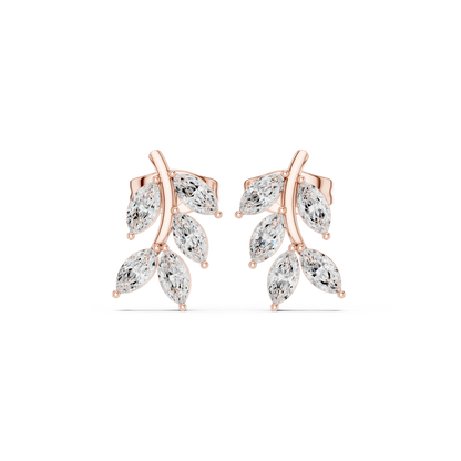 Editorial-Worthy Leaf Diamond Earrings | Runway Fine Jewelry | Fine Leaf Diamond Stud Earrings | Premium Gold & Diamond Jewelry