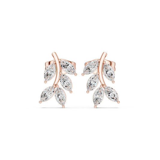 Editorial-Worthy Leaf Diamond Earrings | Runway Fine Jewelry | Fine Leaf Diamond Stud Earrings | Premium Gold & Diamond Jewelry