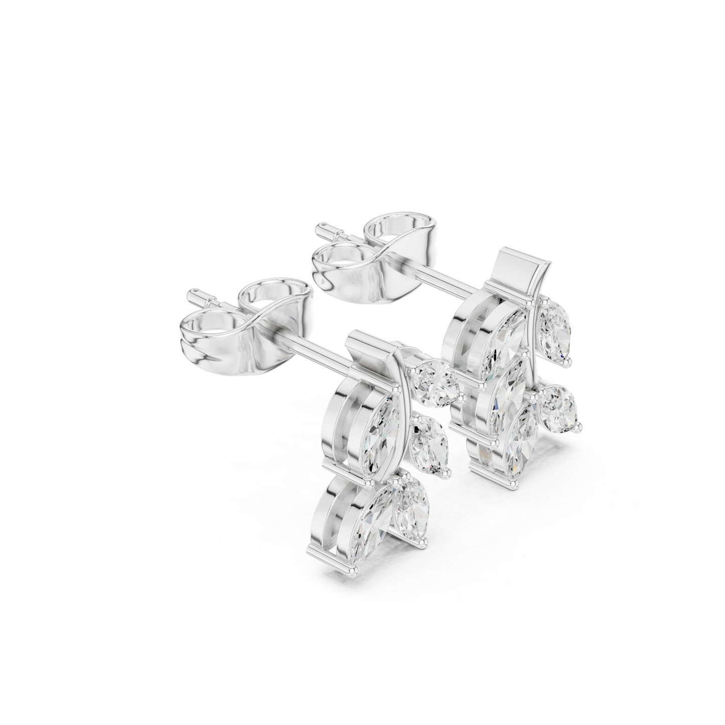 Editorial-Worthy Leaf Diamond Earrings | Runway Fine Jewelry | Fine Leaf Diamond Stud Earrings | Premium Gold & Diamond Jewelry