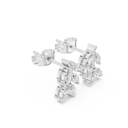 Editorial-Worthy Leaf Diamond Earrings | Runway Fine Jewelry | Fine Leaf Diamond Stud Earrings | Premium Gold & Diamond Jewelry