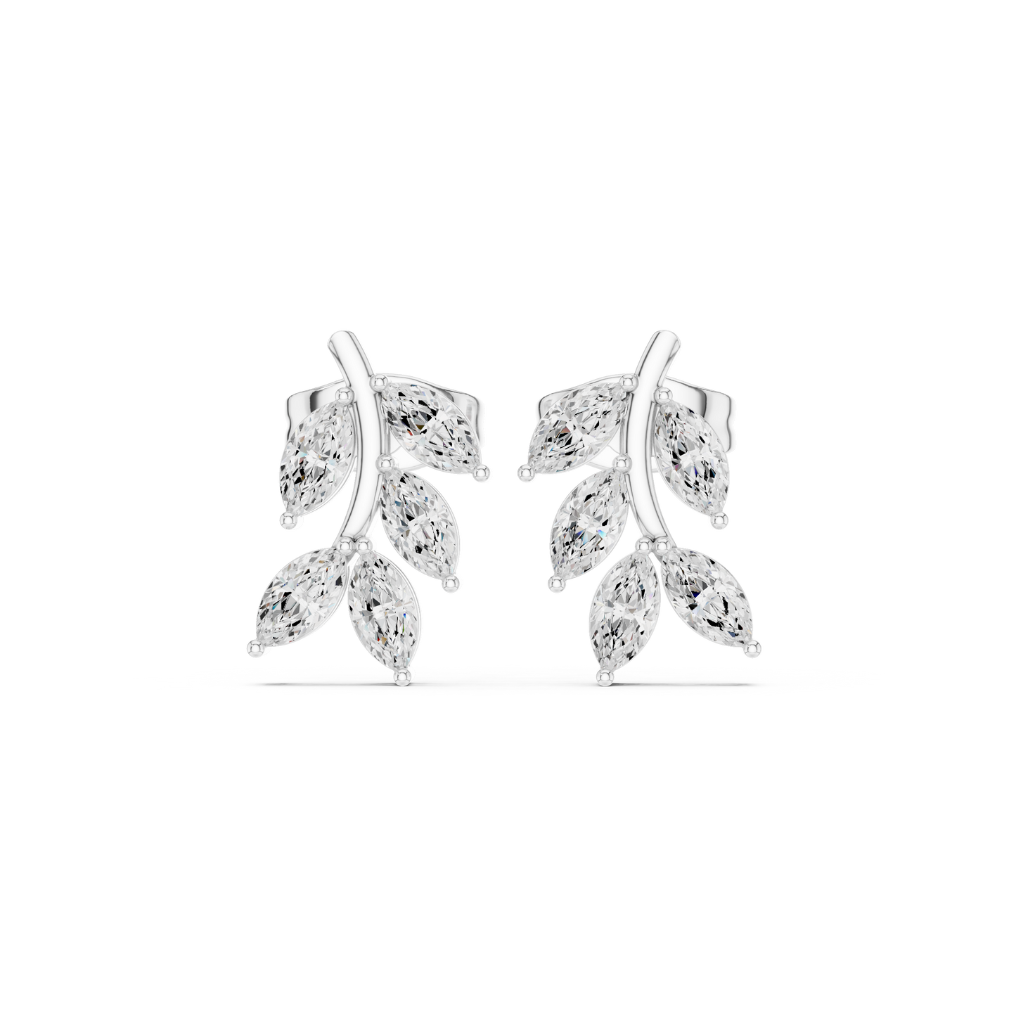 Editorial-Worthy Leaf Diamond Earrings | Runway Fine Jewelry | Fine Leaf Diamond Stud Earrings | Premium Gold & Diamond Jewelry