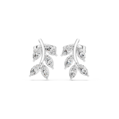 Editorial-Worthy Leaf Diamond Earrings | Runway Fine Jewelry | Fine Leaf Diamond Stud Earrings | Premium Gold & Diamond Jewelry