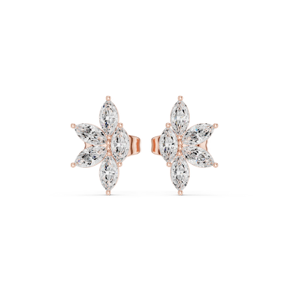 Inherited Luxury Floral Diamond Stud Earrings - Unspoken Opulence Marquise Diamond Cluster Studs - Moonlight Wealth Marquise Diamond Butterfly Studs