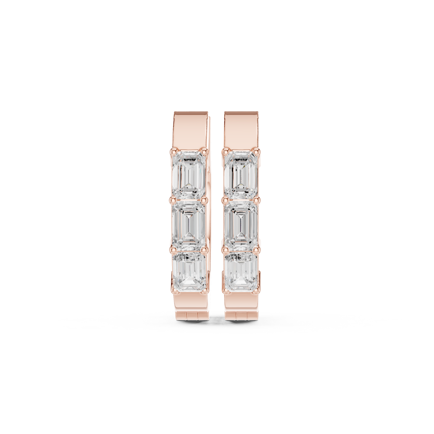 Exclusive Emerald Cut Diamond Huggies – Premium Craftsmanship - Invitation-Only Emerald Cut Diamond Hoops – High Jewelry Craft