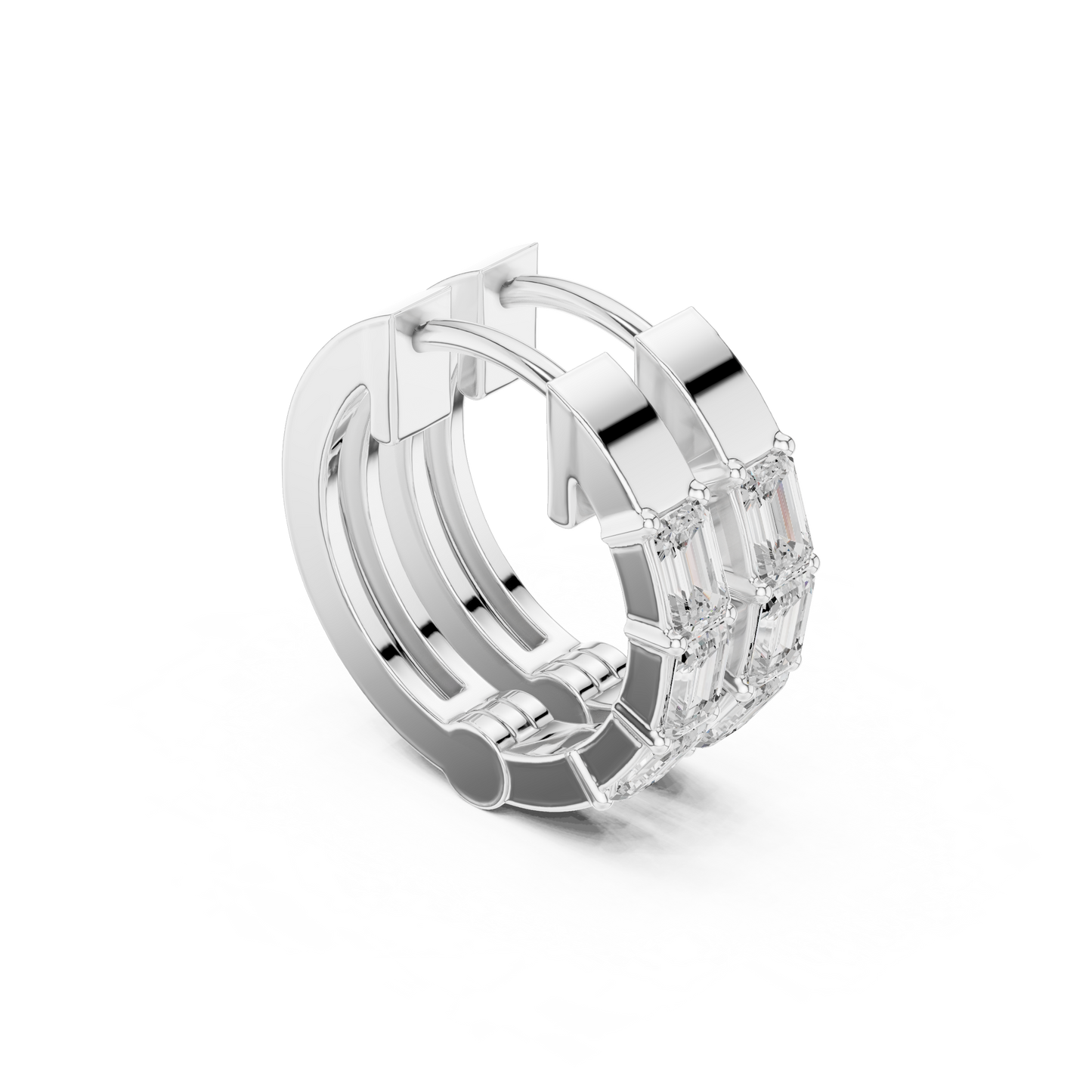 Exclusive Emerald Cut Diamond Huggies – Premium Craftsmanship - Invitation-Only Emerald Cut Diamond Hoops – High Jewelry Craft