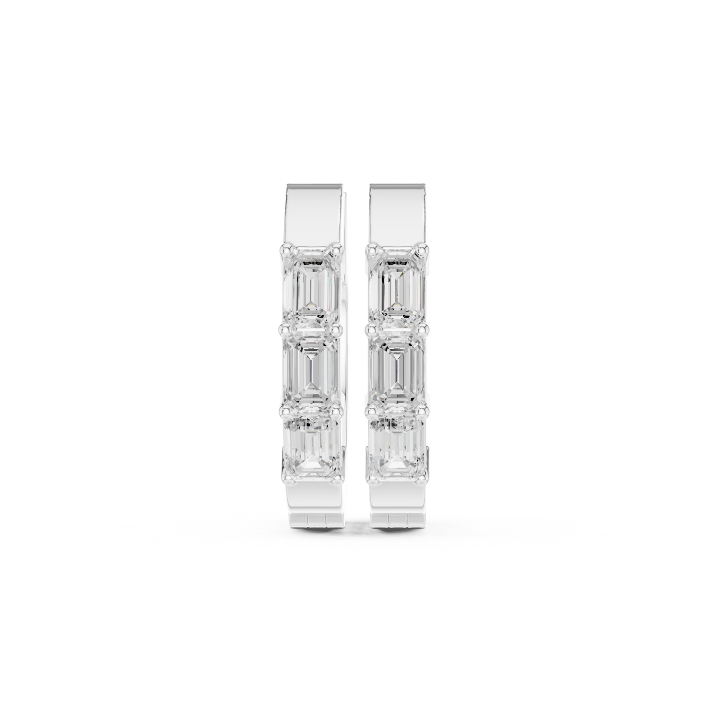 Exclusive Emerald Cut Diamond Huggies – Premium Craftsmanship - Invitation-Only Emerald Cut Diamond Hoops – High Jewelry Craft