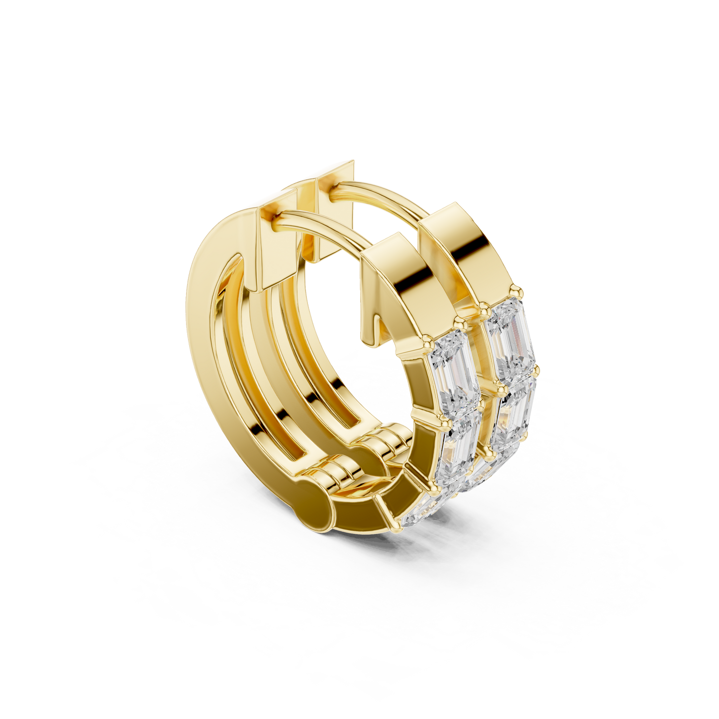 Exclusive Emerald Cut Diamond Huggies – Premium Craftsmanship - Invitation-Only Emerald Cut Diamond Hoops – High Jewelry Craft