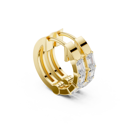 Exclusive Emerald Cut Diamond Huggies – Premium Craftsmanship - Invitation-Only Emerald Cut Diamond Hoops – High Jewelry Craft