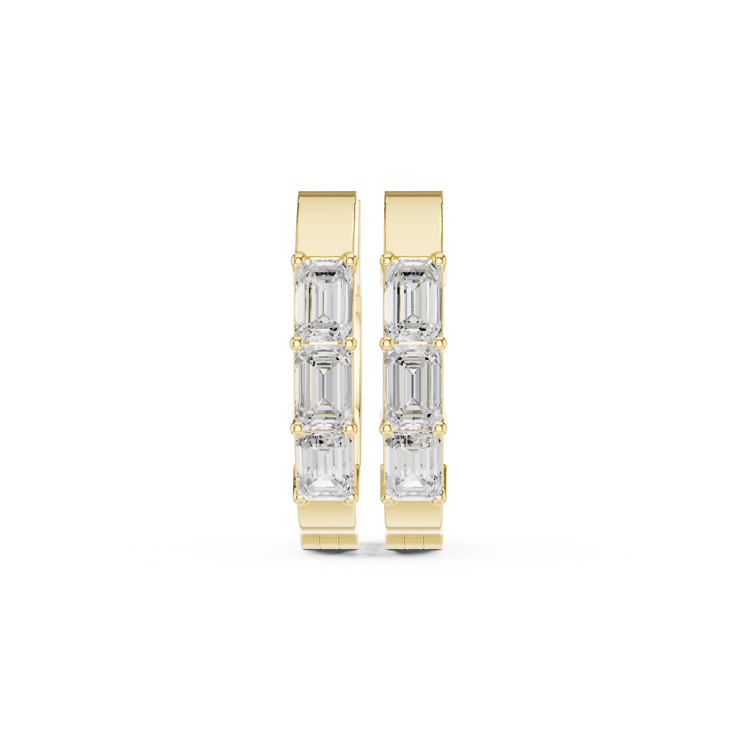 Exclusive Emerald Cut Diamond Huggies – Premium Craftsmanship - Invitation-Only Emerald Cut Diamond Hoops – High Jewelry Craft