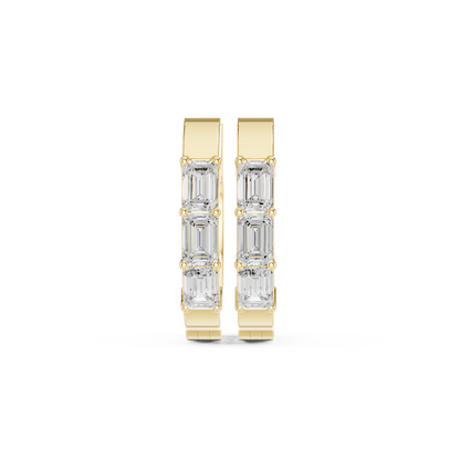 Exclusive Emerald Cut Diamond Huggies – Premium Craftsmanship - Invitation-Only Emerald Cut Diamond Hoops – High Jewelry Craft
