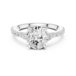 Angle 5 Hallmark Stamp Detail: Close up view of the inner band of the 14K gold lab grown diamond ring displaying official gold karat hallmark stampings and flawless inner polish, guaranteeing handcrafted quality from HB Prestige Jewels.
