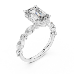 Angle 6 Luxury Box Presentation displaying the emerald cut lab diamond ring sitting elegantly inside a plush velvet ring box, ready for proposals, Valentine's Day gifts, or special wedding anniversary surprises.