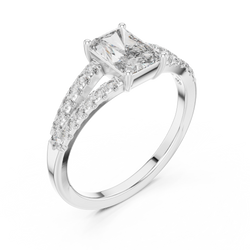 Angle 6 Luxury Gift Box: 14K Gold Radiant Cut Lab Diamond Ring beautifully displayed inside a premium velvet ring box, ready for proposals, wedding celebrations, and special anniversary gifts for women.