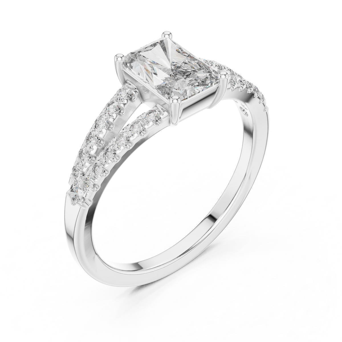Angle 6 Luxury Gift Box: 14K Gold Radiant Cut Lab Diamond Ring beautifully displayed inside a premium velvet ring box, ready for proposals, wedding celebrations, and special anniversary gifts for women.