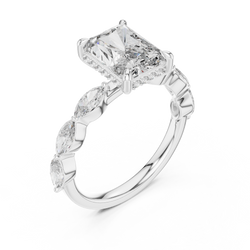 Angle 6 Luxury Gift Box Display featuring the radiant cut lab grown diamond engagement ring sitting elegantly inside a premium velvet ring box ready for romantic wedding proposal gift.

