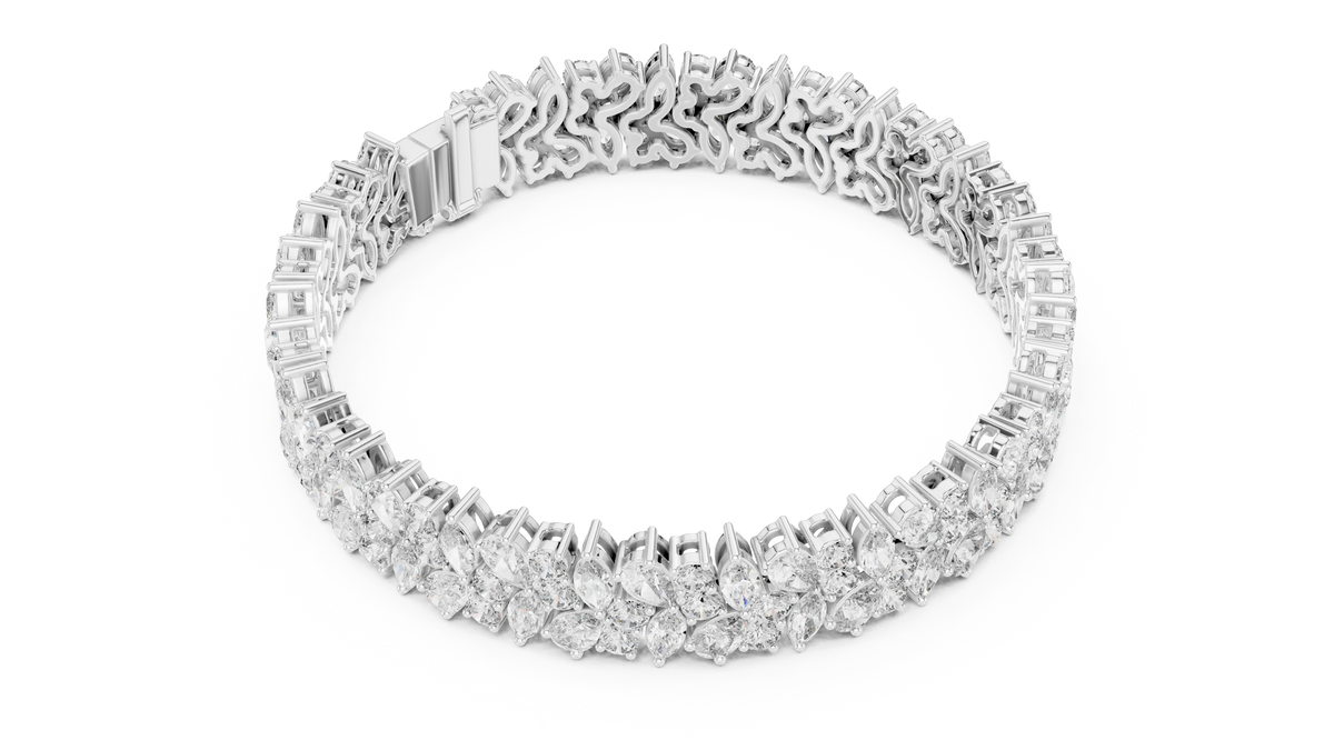 Angle 7 Direct Sunlight Reflection View emphasizing maximum brilliance and sparkle of lab grown diamond cluster arrangement