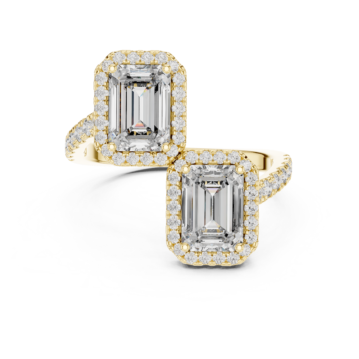 Angle 9 Scale and Measurement View with a millimeter ruler demonstrating the exact 7x5mm emerald cut stone dimensions and overall ring height ensuring full customer confidence in proportions.

