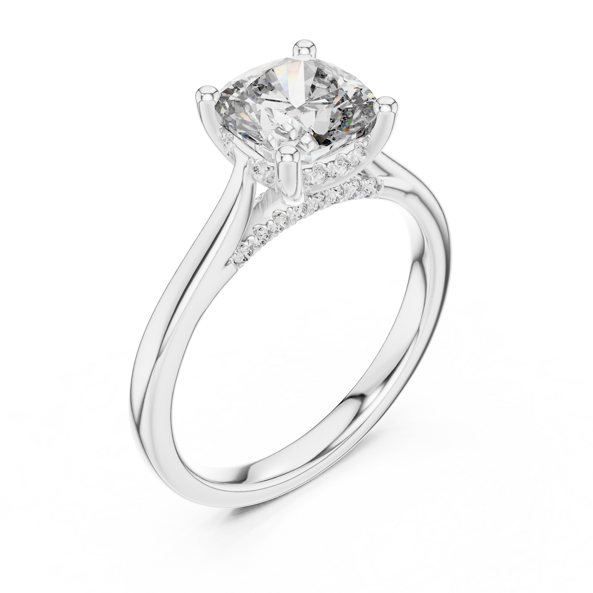 Angle view of 10K 14K 18K solid gold band design with smooth inner comfort fit shank engineered for daily wear and modern bridal elegance.


