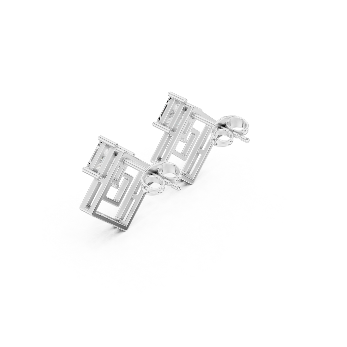 Artisan Handcrafted Princess Cut Stud Earrings For Women 925 Silver Luxury Look Princess Cut Moissanite Stud Earrings | 925 Silver Geometric Earrings | Modern Statement Jewelry | Unique Gift for Her | Bridal Earring Design Master Artisan Handcrafted Polishing Workshop Craftsmanship View Bridal Studs Minimalist Studs HB Prestige Jewels