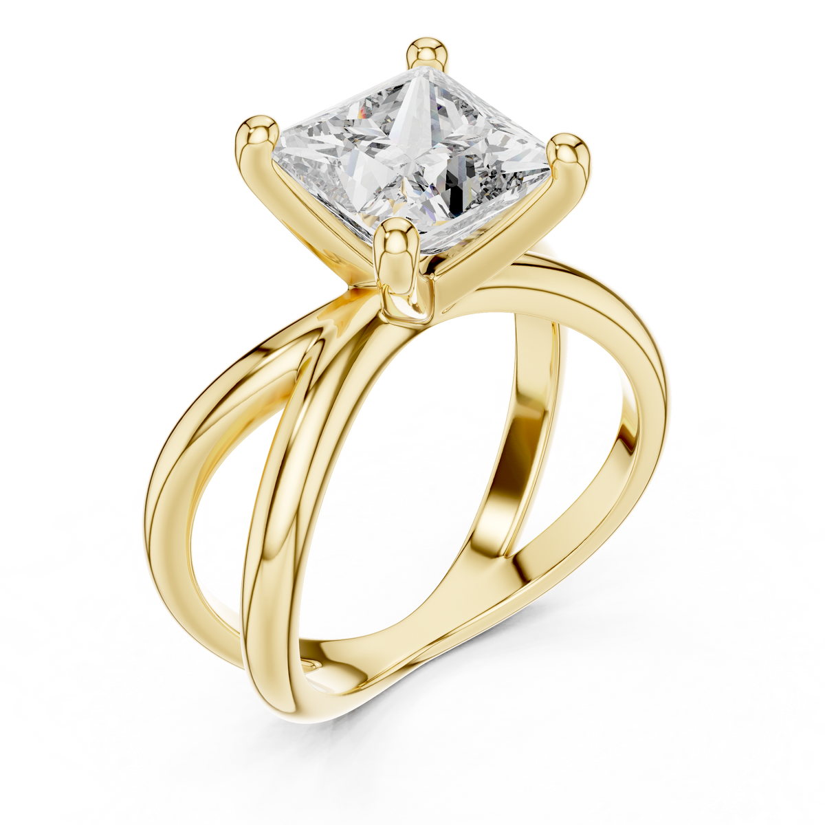 Artisan Handcrafting 14K Gold Split Shank Diamond Ring