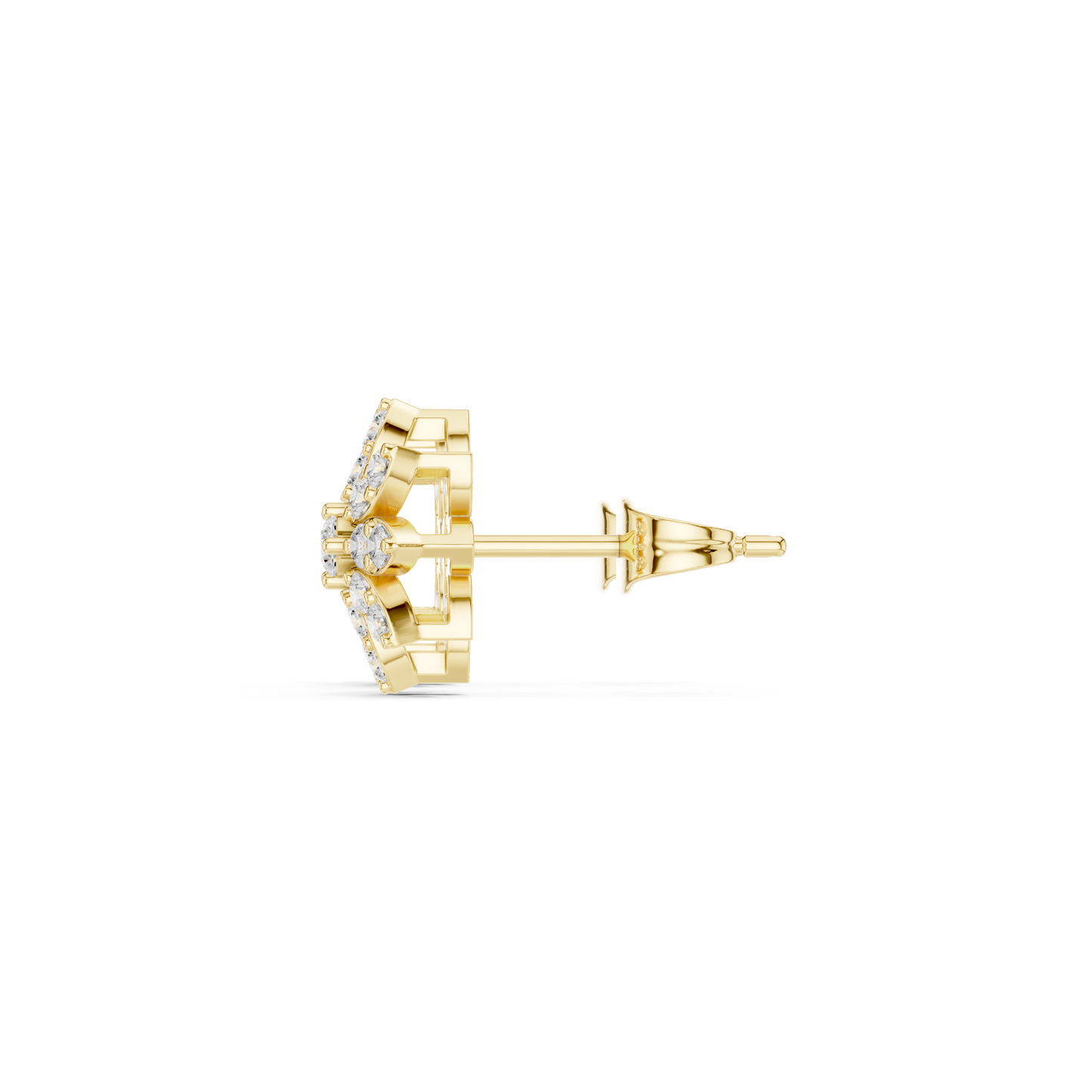 Authentic 14K Gold Floral Diamond Cluster Earrings Sparkling Round Cut Lab Grown Diamond Jewelry For Women