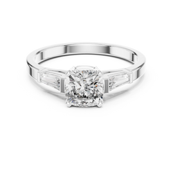 Baguette Side Gemstone Collet Setting Close Up