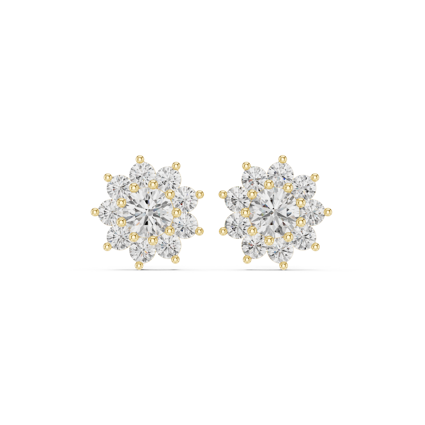 Beautiful 14K Gold Diamond Earrings For Her Anniversary Or Birthday Gift Idea 14K Gold Diamond Stud Earrings | Lab Grown Diamond Cluster Earrings | Bridal Wedding Jewelry | Anniversary Gift for Her | Minimalist Earrings Bridal Wedding Band Matching Pair Stacking Style Showcase View Minimalist Studs Anniversary Gift HB Prestige Jewels