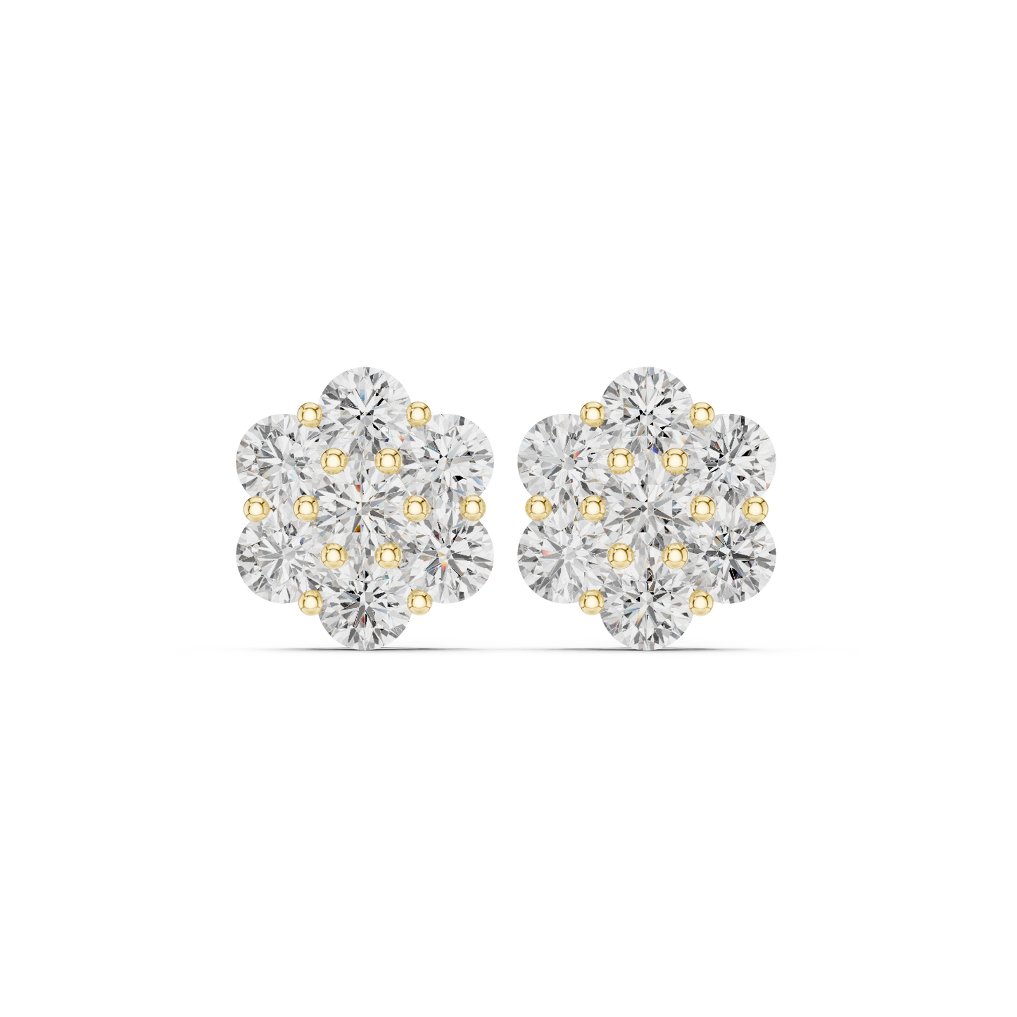 Beautiful 14K Gold Floral Earrings With Lab Grown Diamonds For Stylish Daily Wear