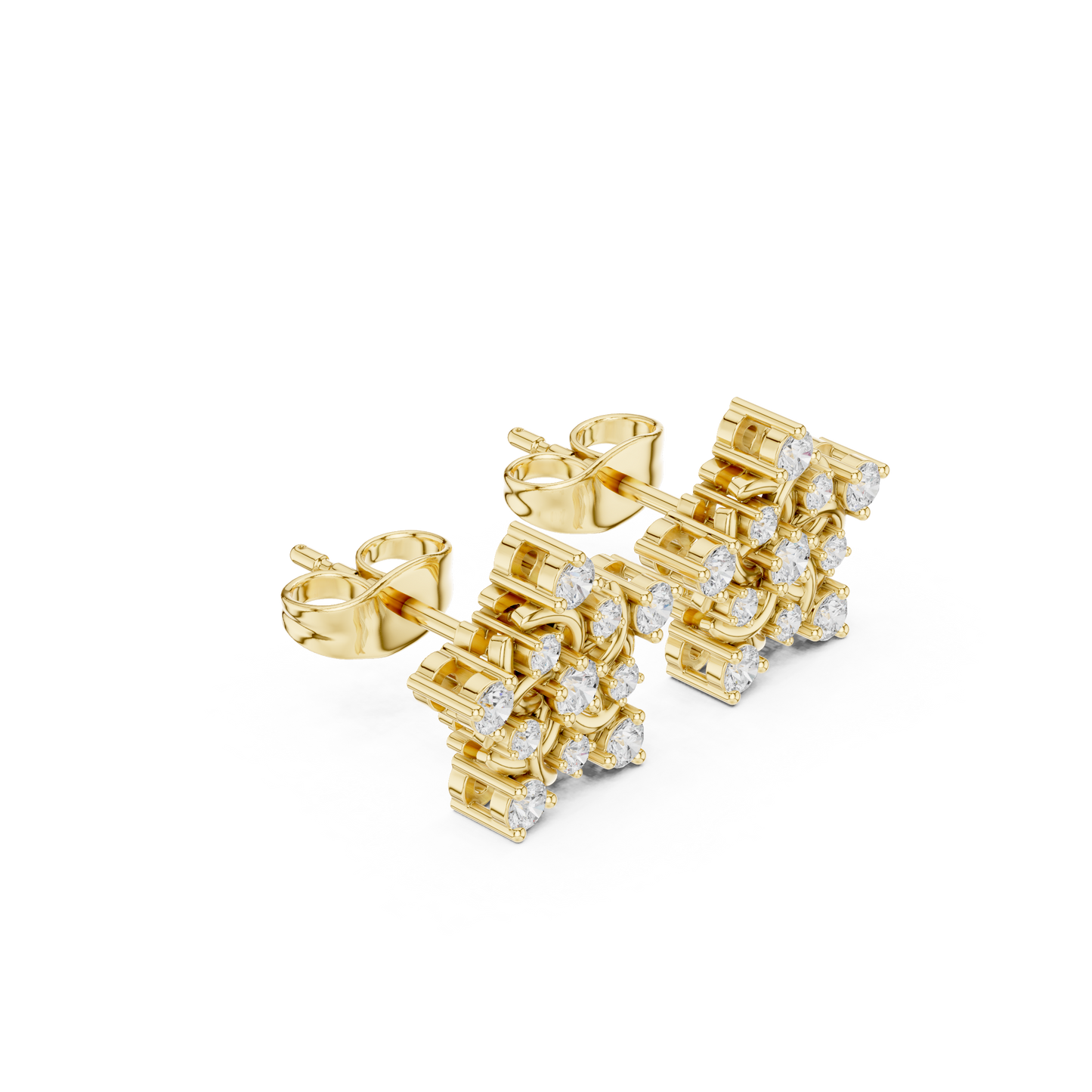 Beautiful 14K Gold Flower Earrings With Ethical Lab Grown Diamonds For Special Occasion