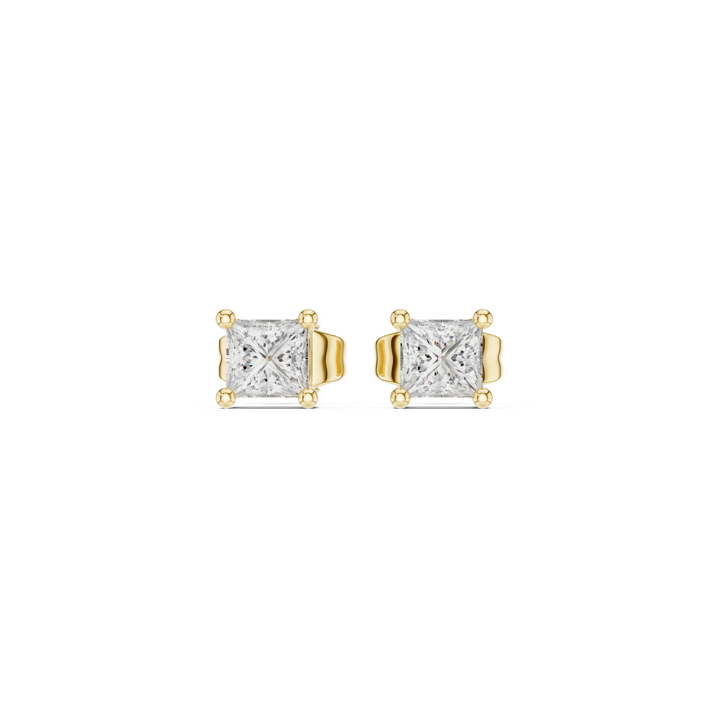 Beautiful 14K Gold Princess Cut Diamond Earrings Minimalist Studs For Special Occasions Luxury Jewelry Style