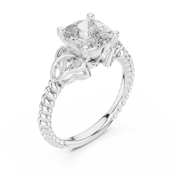 Brilliant Sparkling Cushion Cut Lab Grown Diamond 14K Gold Ring Natural Light Performance Studio Photography
