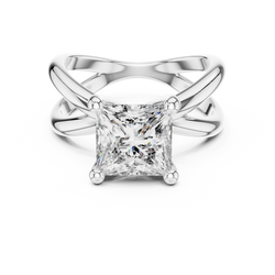 Cathedral Split Shank Lab Diamond Engagement Ring Side View