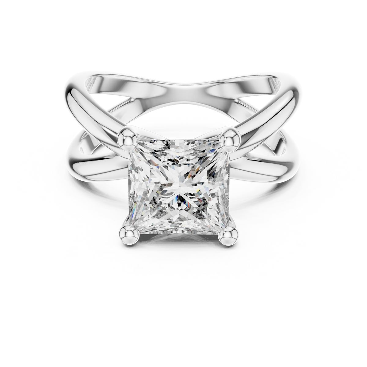 Cathedral Split Shank Lab Diamond Engagement Ring Side View