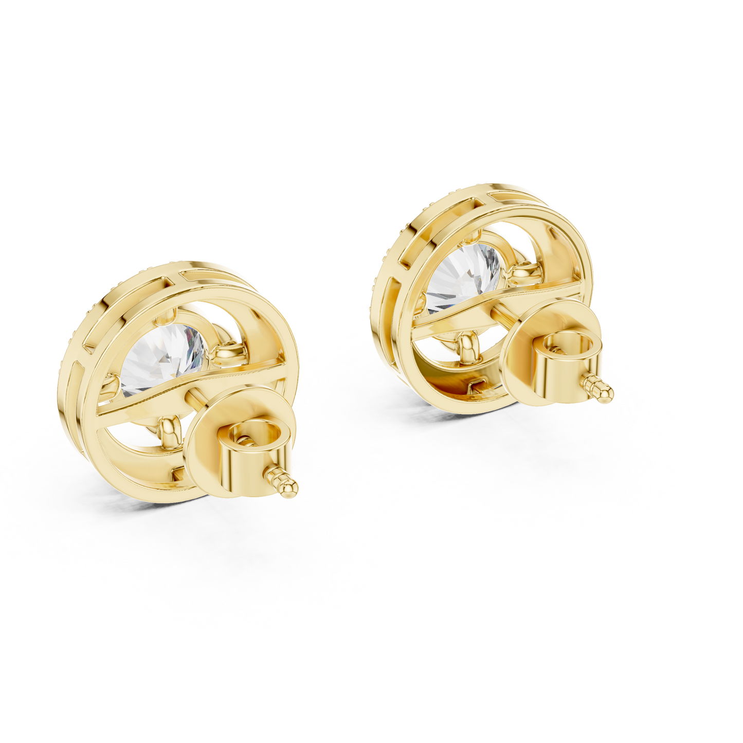 Classic Halo Diamond Earrings White Gold