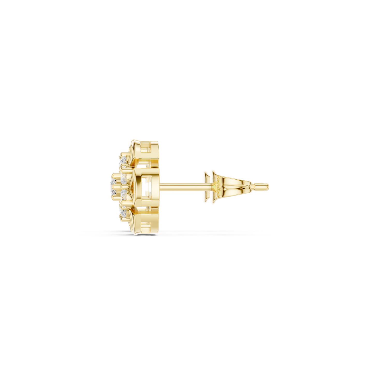 Close Up Of 14K Gold Diamond Studs Hallmark And Back Detail Ensuring Authenticity For Fine Jewelry Customers