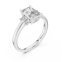 Close up macro detail of 4 Eagle Claw Prongs holding 7.50*5.50 MM Radiant Lab Grown Diamond (IGI Certified VVS-VS Clarity, E-F Colorless) with VVS-VS clarity E-F color

