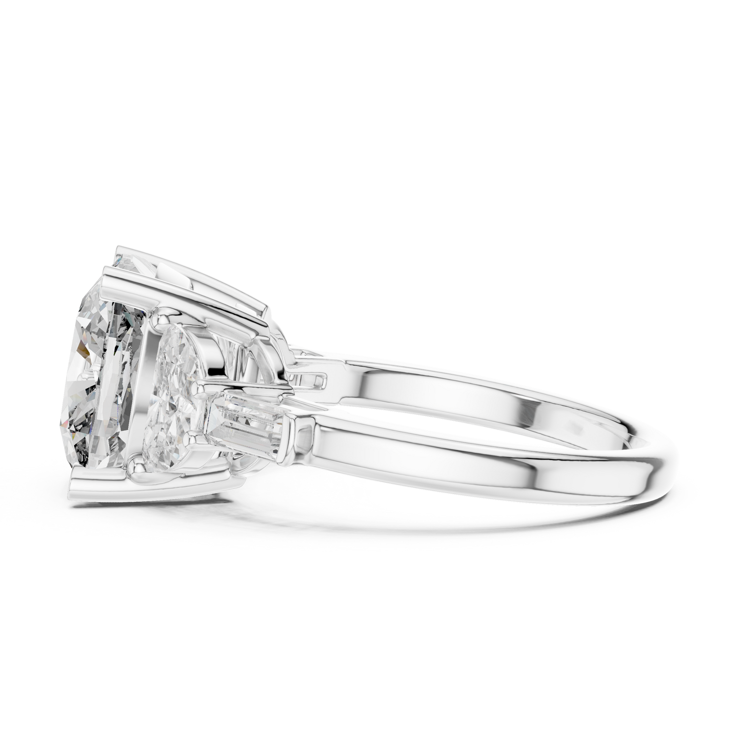 Close up of the inside band and hallmark detail of the 14K gold lab diamond ring ensuring quality assurance and authenticity for our customers seeking fine bridal jewelry
