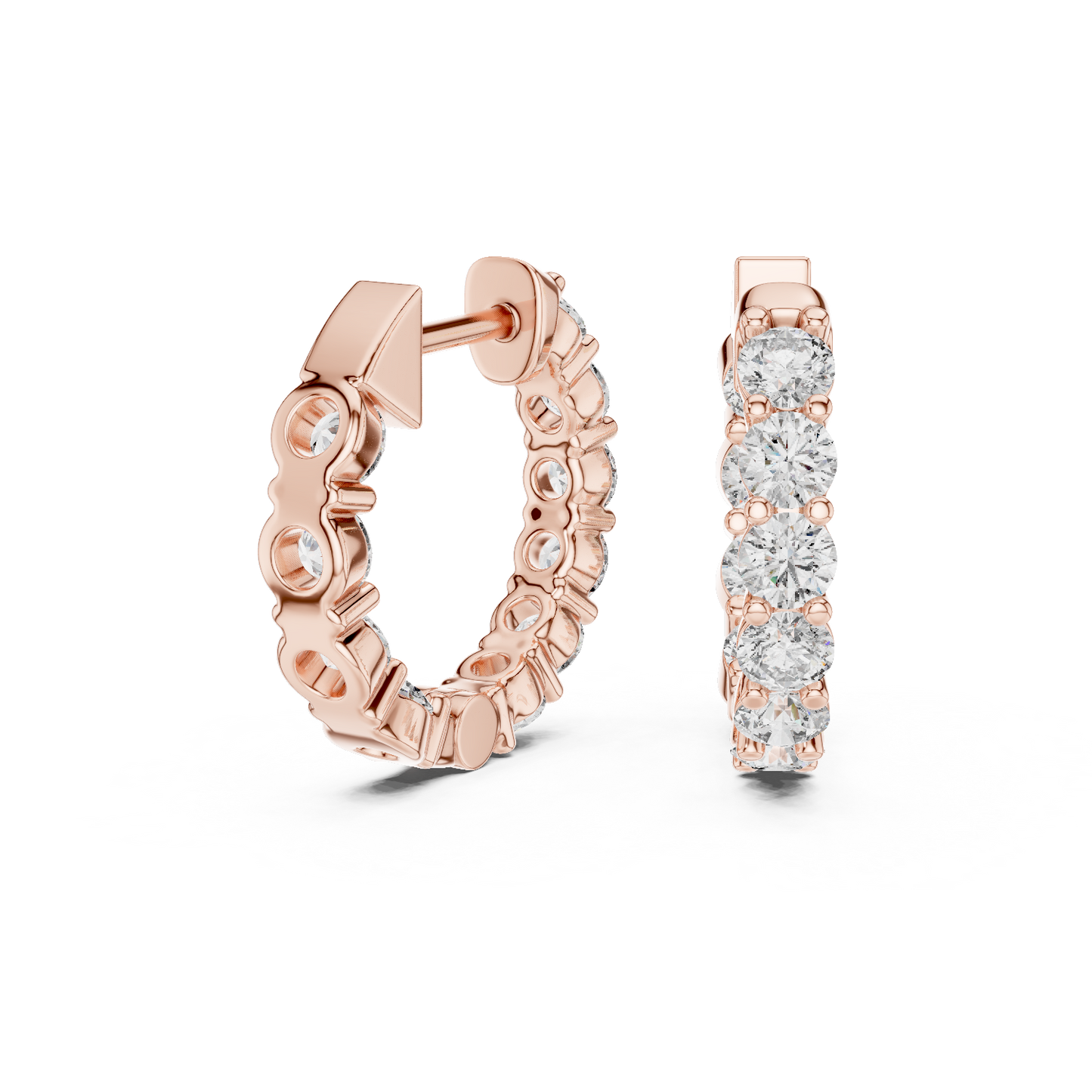 Collet Setting Lab Grown Diamond Huggie Earrings Close-Up Detail