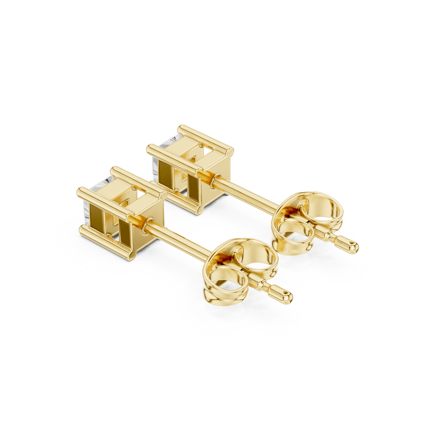 Custom Handcrafted 14K Gold Princess Cut Diamond Earrings Lab Grown Gemstone Jewelry From HB Prestige Jewels