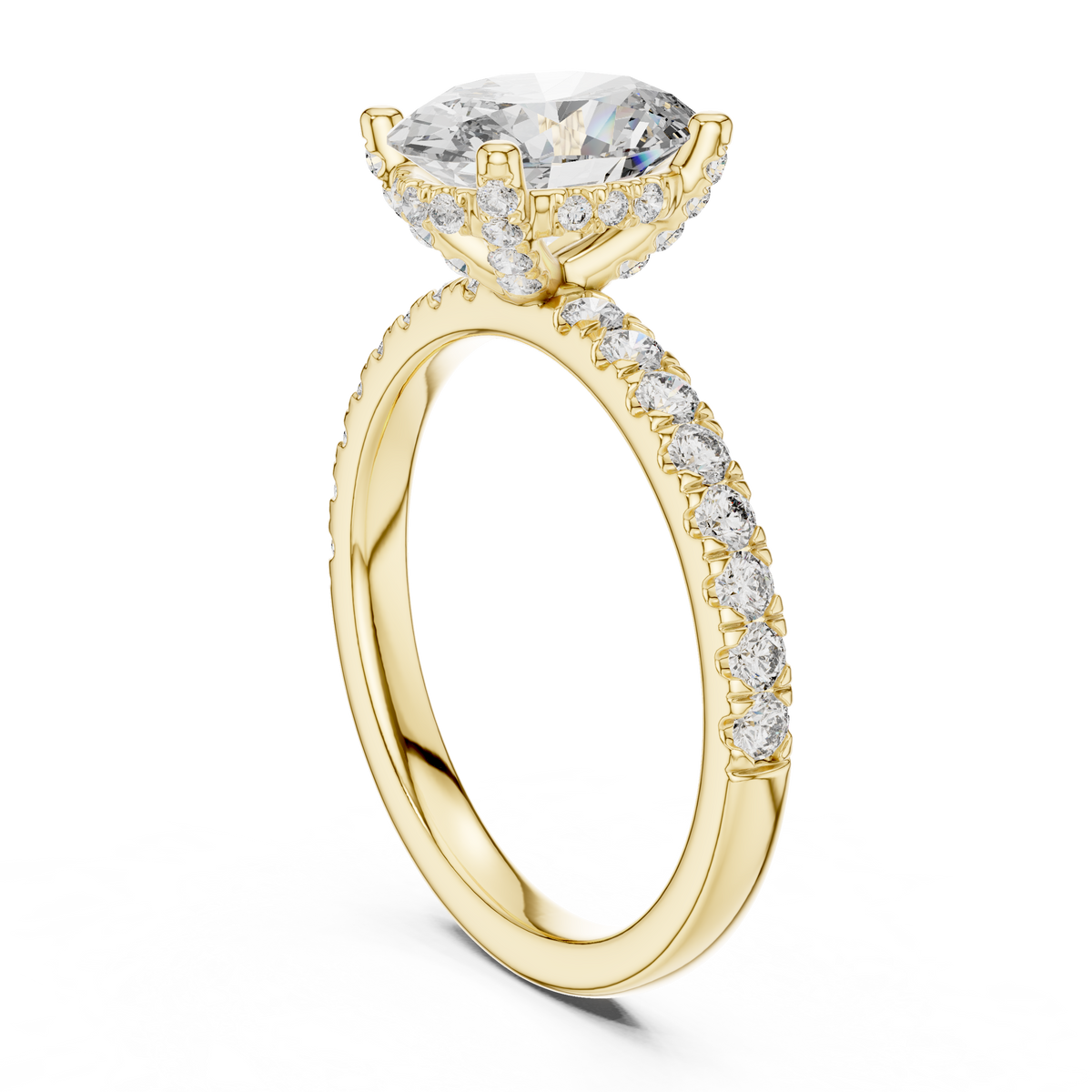 Custom Oval Lab Diamond Ring Studio Photo