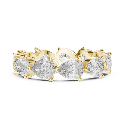 Pear Cut Full Eternity Ring • Brilliant Moissanite Diamond Band • High-Shine Anniversary Gift