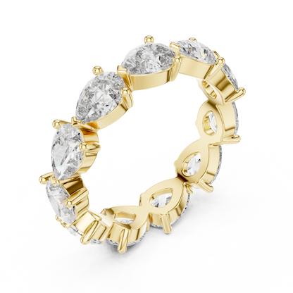 Pear Cut Full Eternity Ring • Brilliant Moissanite Diamond Band • High-Shine Anniversary Gift