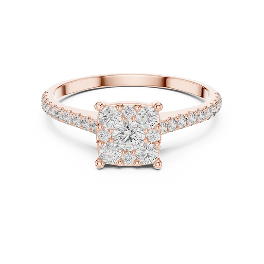 Cluster Diamond Engagement Ring • Dainty Pave Band • Sparkling Promise Ring • Elegant Bridal Jewelry