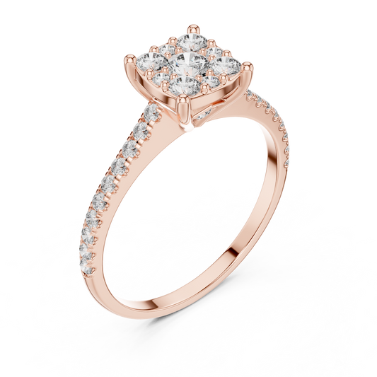 Cluster Diamond Engagement Ring • Dainty Pave Band • Sparkling Promise Ring • Elegant Bridal Jewelry