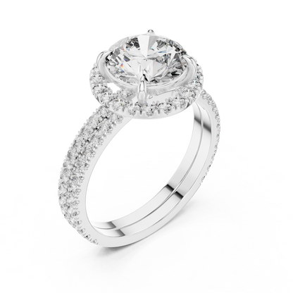 2.00CtDouble Row Diamond Engagement Ring – Halo Setting, Luxury Lab-Grown Round Solitaire Gift For Her